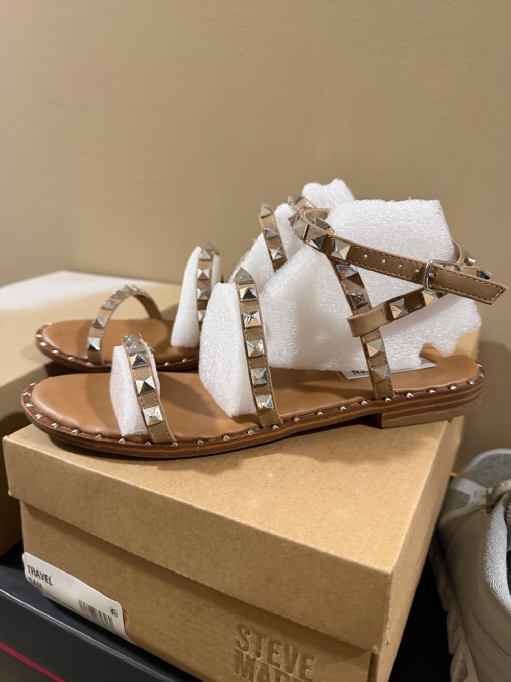 Steve Madden Tan Studded Gladiator Sandals